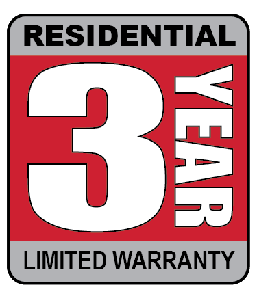 Residential three year limited warranty badge.