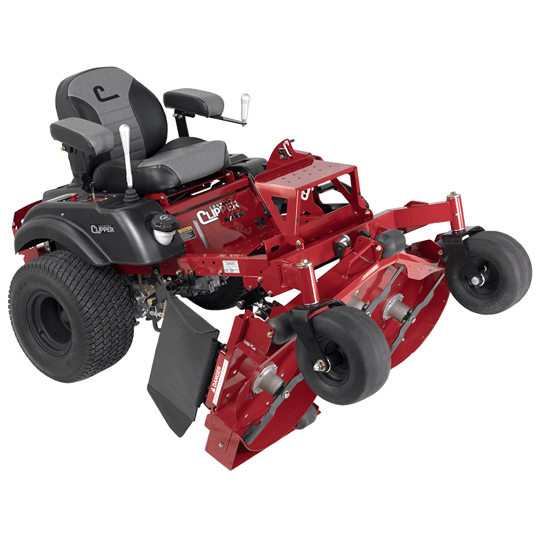 Country Clipper XLT residential grade zero-turn mower with stand-up deck and joystick steering.