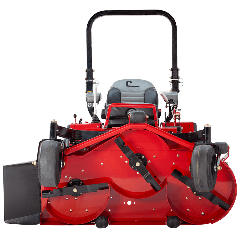 Country Clipper Boss XL commercial grade zero-turn mower with stand-up deck and joystick steering.