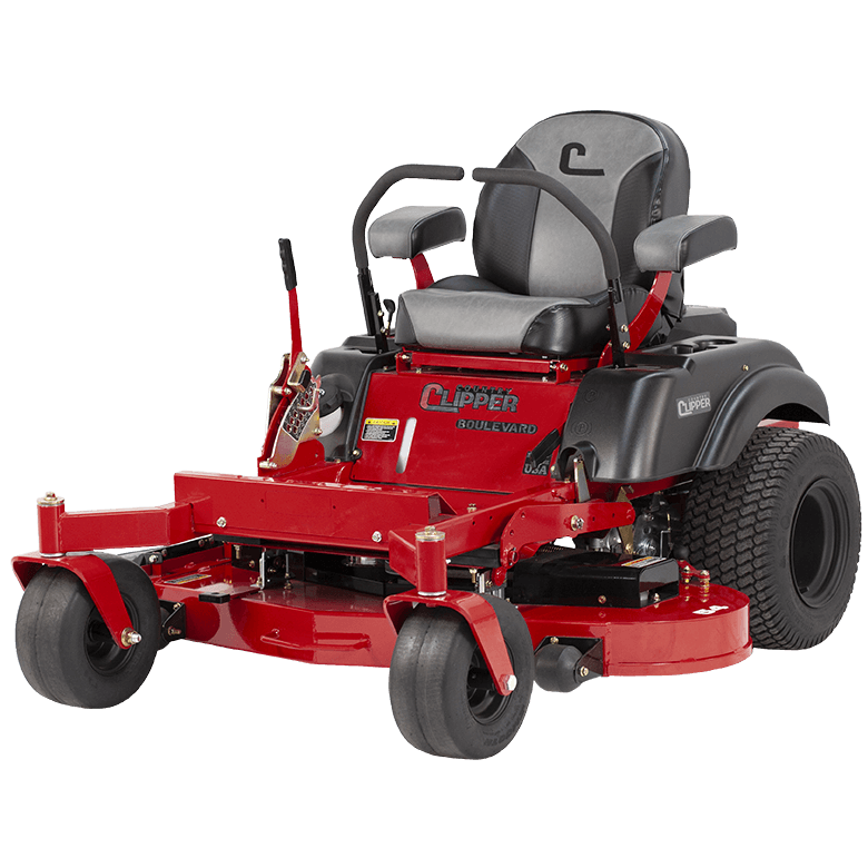 Country Clipper Boulevard residential grade zero-turn mower with twin lever steering.