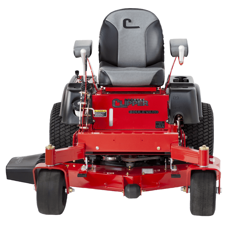 Country Clipper Boulevard residential grade zero-turn mower with joystick steering.